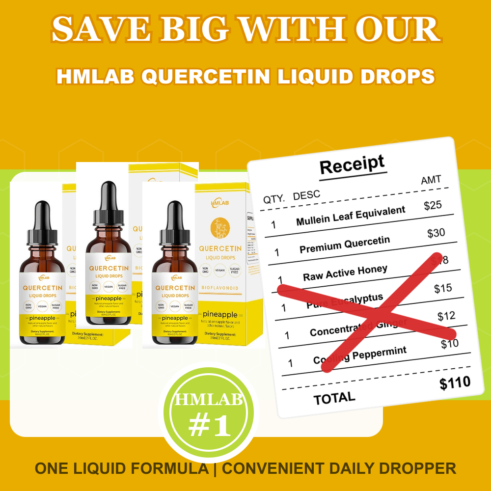 ⚡🍍✅US Official Store: HMLAB® Quercetin Lung Cleanse Liquid Drops（👨‍⚕️Directly acts on COPD, asthma, chronic bronchitis (CB), respiratory infections, lung cancer, sinusitis, and other conditions）