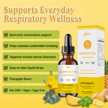 ⚡🍍✅US Official Store: HMLAB® Quercetin Lung Cleanse Liquid Drops（👨‍⚕️Directly acts on COPD, asthma, chronic bronchitis (CB), respiratory infections, lung cancer, sinusitis, and other conditions）