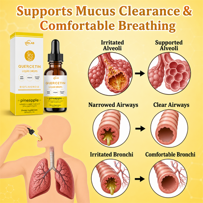 ⚡🍍✅US Official Store: HMLAB® Quercetin Lung Cleanse Liquid Drops（👨‍⚕️Directly acts on COPD, asthma, chronic bronchitis (CB), respiratory infections, lung cancer, sinusitis, and other conditions）