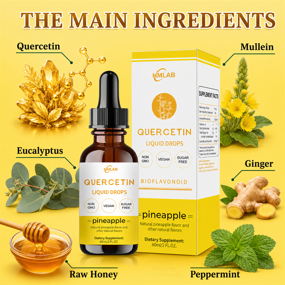 ⚡🍍✅US Official Store: HMLAB® Quercetin Lung Cleanse Liquid Drops（👨‍⚕️Directly acts on COPD, asthma, chronic bronchitis (CB), respiratory infections, lung cancer, sinusitis, and other conditions）