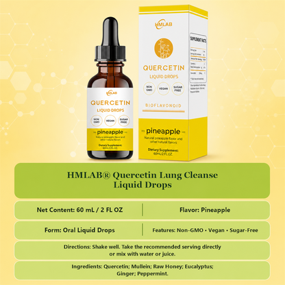 ⚡🍍✅US Official Store: HMLAB® Quercetin Lung Cleanse Liquid Drops（👨‍⚕️Directly acts on COPD, asthma, chronic bronchitis (CB), respiratory infections, lung cancer, sinusitis, and other conditions）